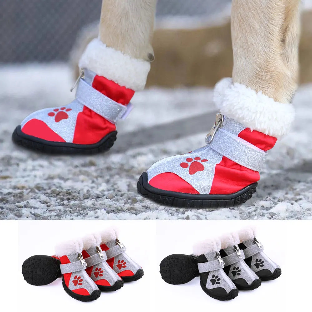Waterproof Dog Boots – 4pcs Non-Slip Reflective Shoes for Medium &amp; Large Dogs, Snow &amp; Rain Paw Protection