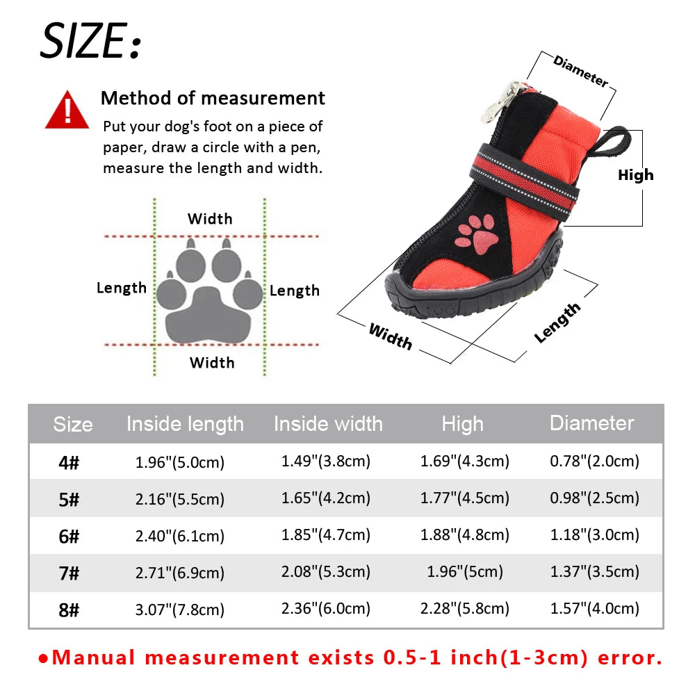 4pcs Pet Dog Shoes – Waterproof Reflective Boots for Medium & Large Dogs