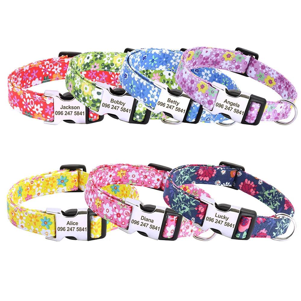 🎨 Personalized Nylon Dog Collar – Free Engraving, Adjustable Fit for Small to Large Dogs