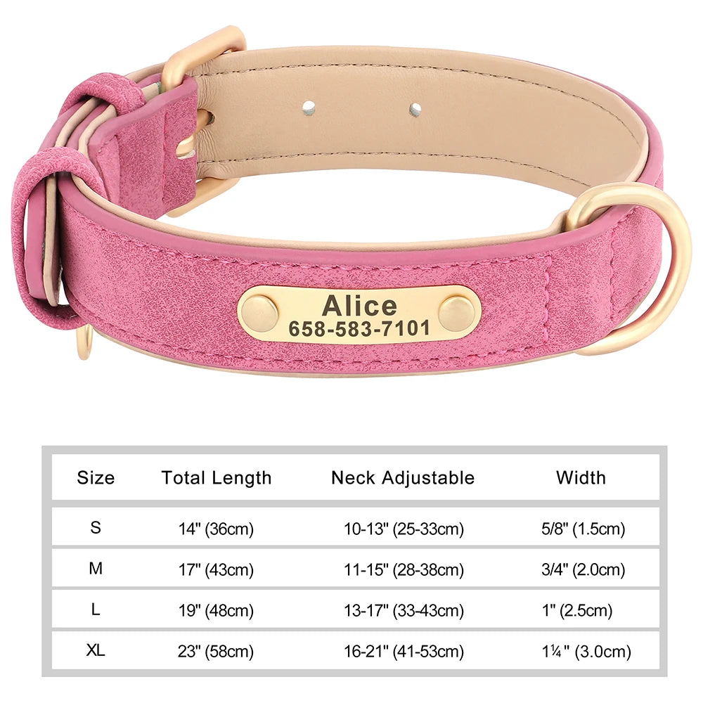 🐾 Personalized PU Leather Dog Collar – Custom Engraved Nameplate ID Tag 🐶