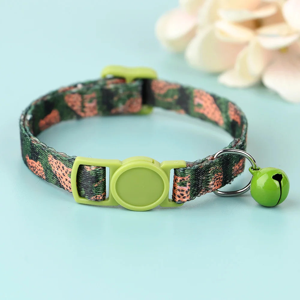 Cute Adjustable Dog & Cat Collar with Bell – Nylon Pet Necklace for Small Dogs & Kittens