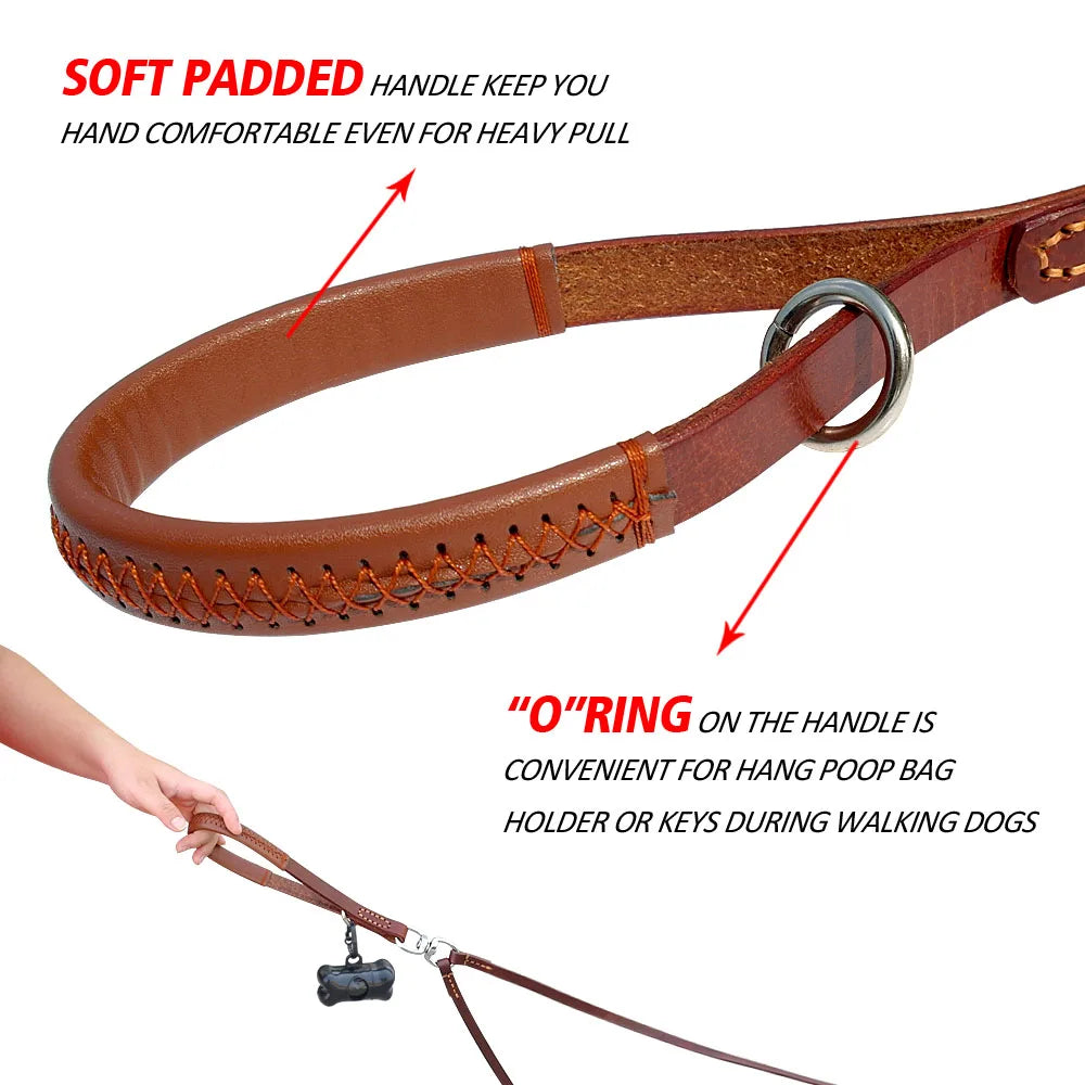 Double Dog Leash – Genuine Leather with 360° Swivel