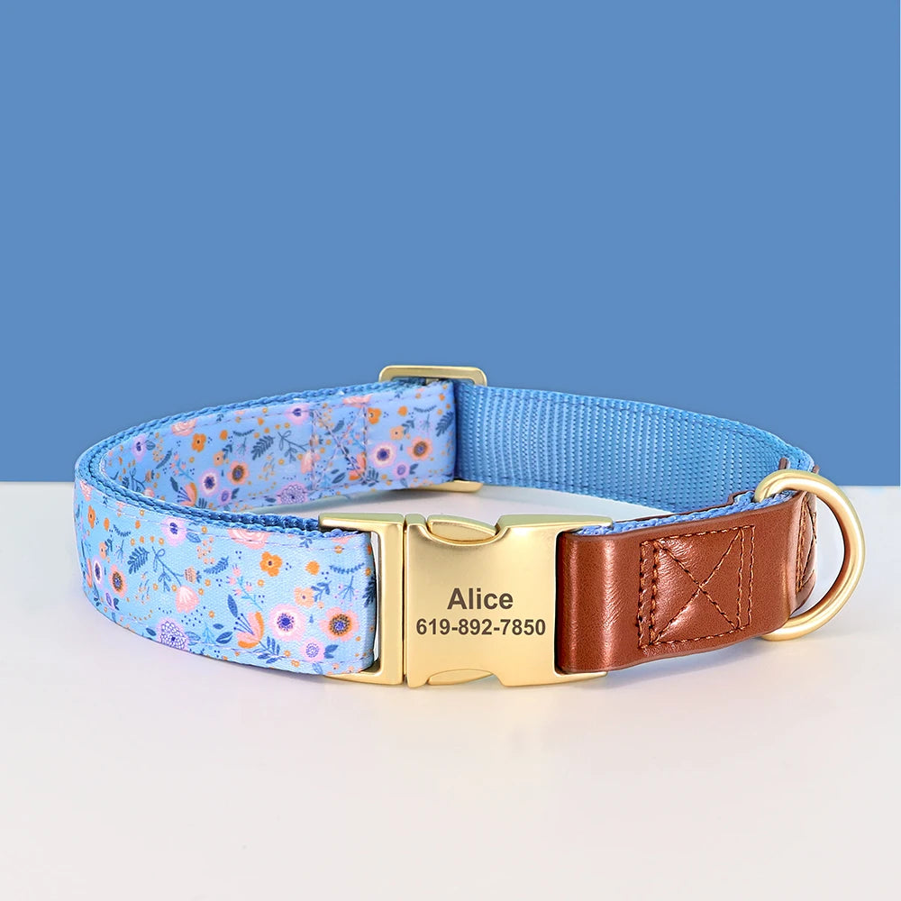 Personalized Dog Collar – Engraved Nylon &amp; PU Leather with Custom ID Tag