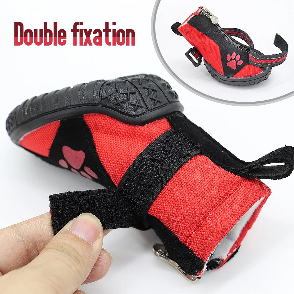 4pcs Pet Dog Shoes – Waterproof Reflective Boots for Medium & Large Dogs