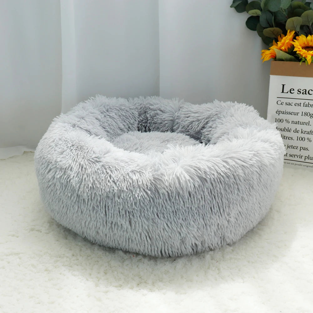 Pet Dog Bed – Warm Fleece Round Plush Sofa Cushion for Dogs & Cats
