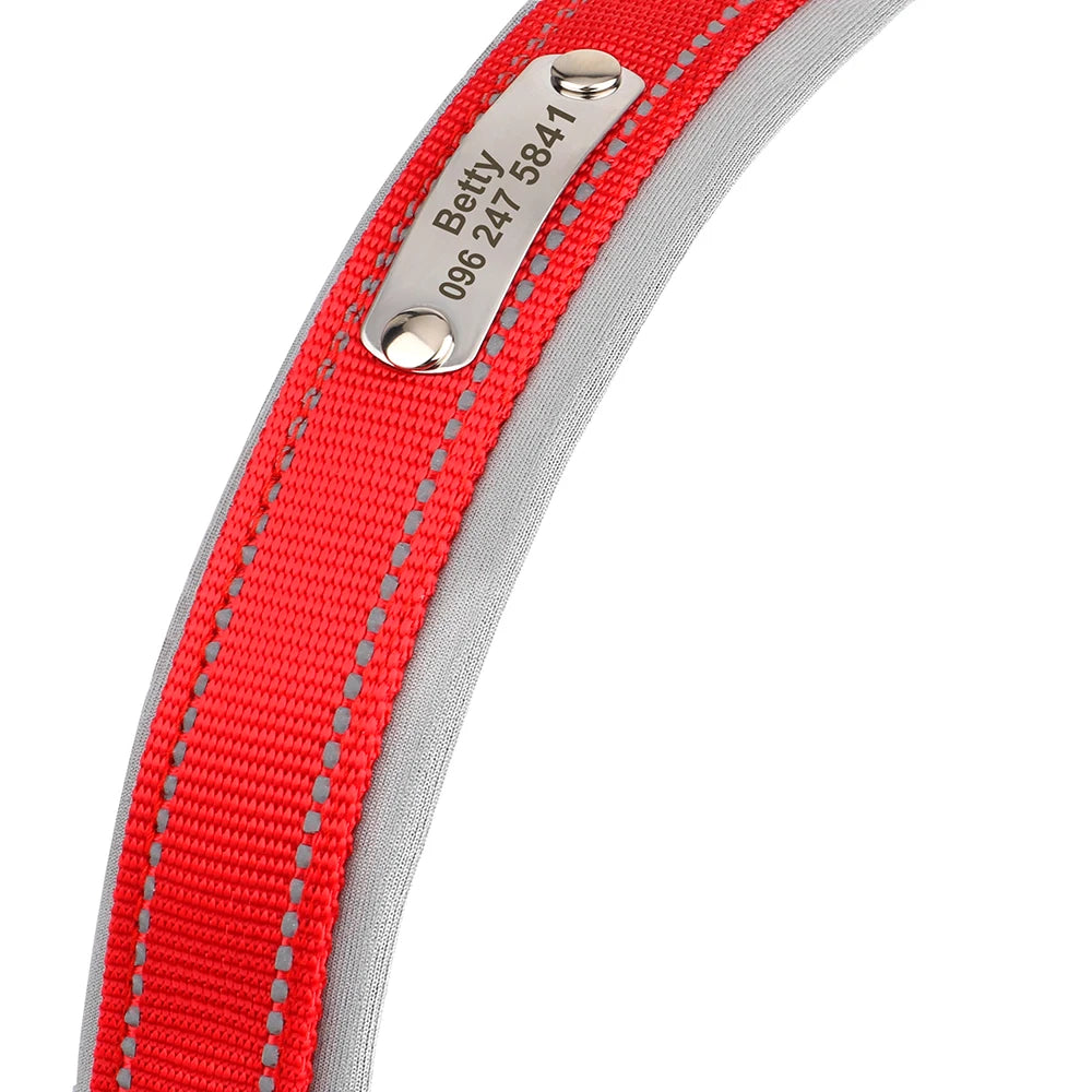Reflective Personalized Nylon Dog Collar with Custom ID Tag