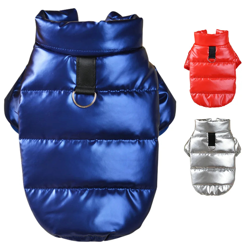 Winter Waterproof Dog Jacket – PU Leather Puffer Coat for Small & Medium Dogs (Chihuahua, Yorkie, French Bulldog)