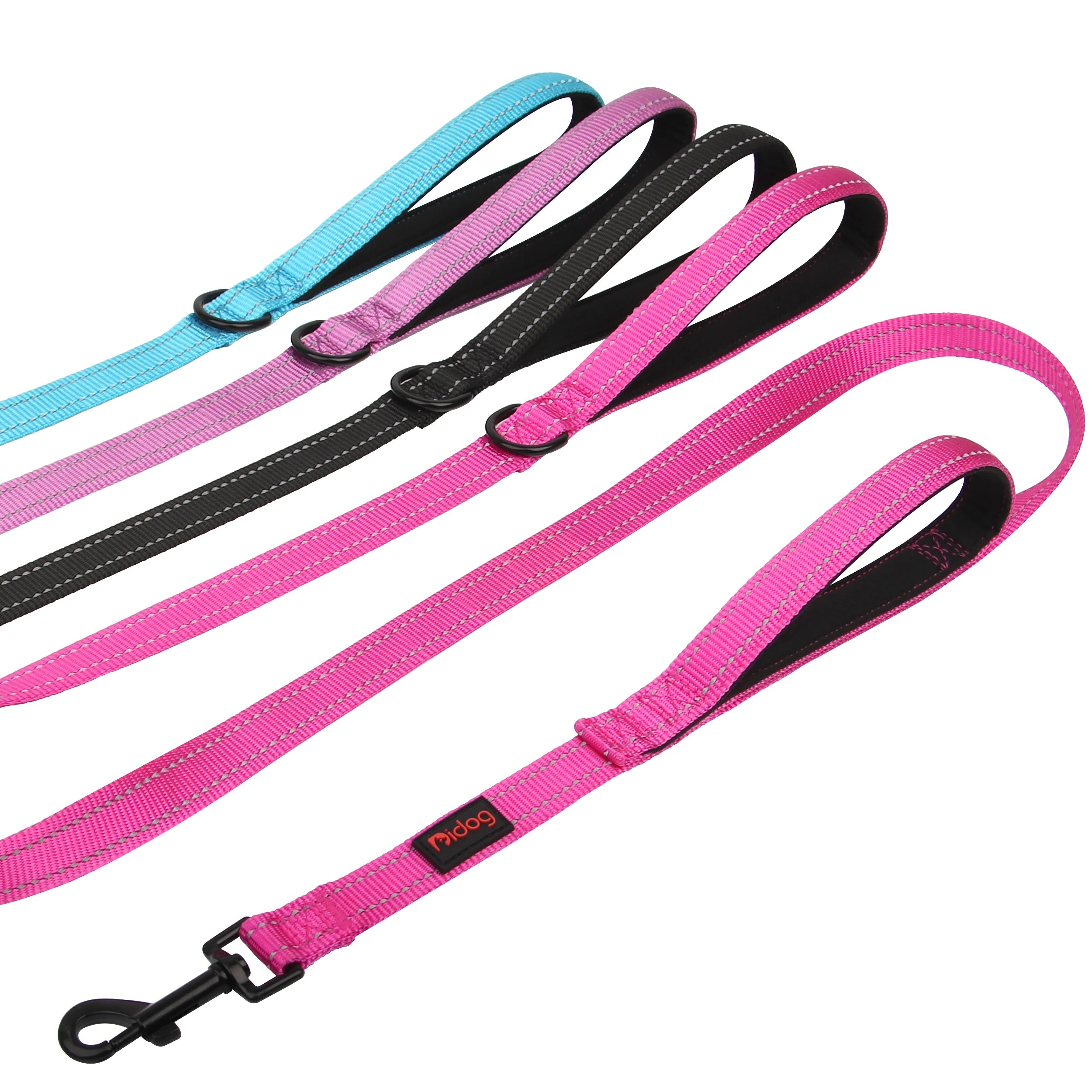 5ft Double Handle Nylon Padded Dog Leash – Reflective Training & Walking Lead for Medium Large Dogs