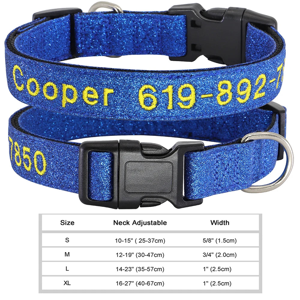 Personalized Embroidered Nylon Dog Collar – Custom Name & Phone ID – For Small, Medium & Large Dogs
