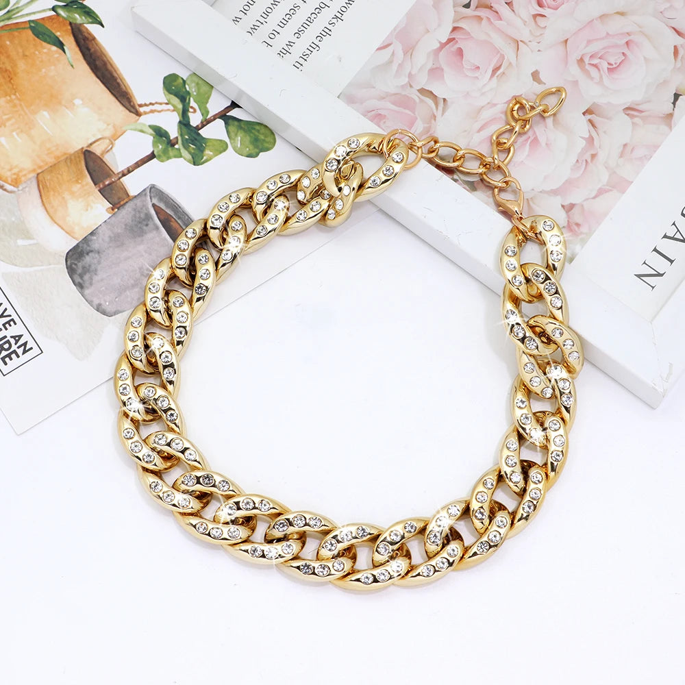 Luxury Rhinestone Dog Chain Collar – Diamond Style Pet Necklace | Fashion Gold & Silver Chain for Small & Medium Dogs