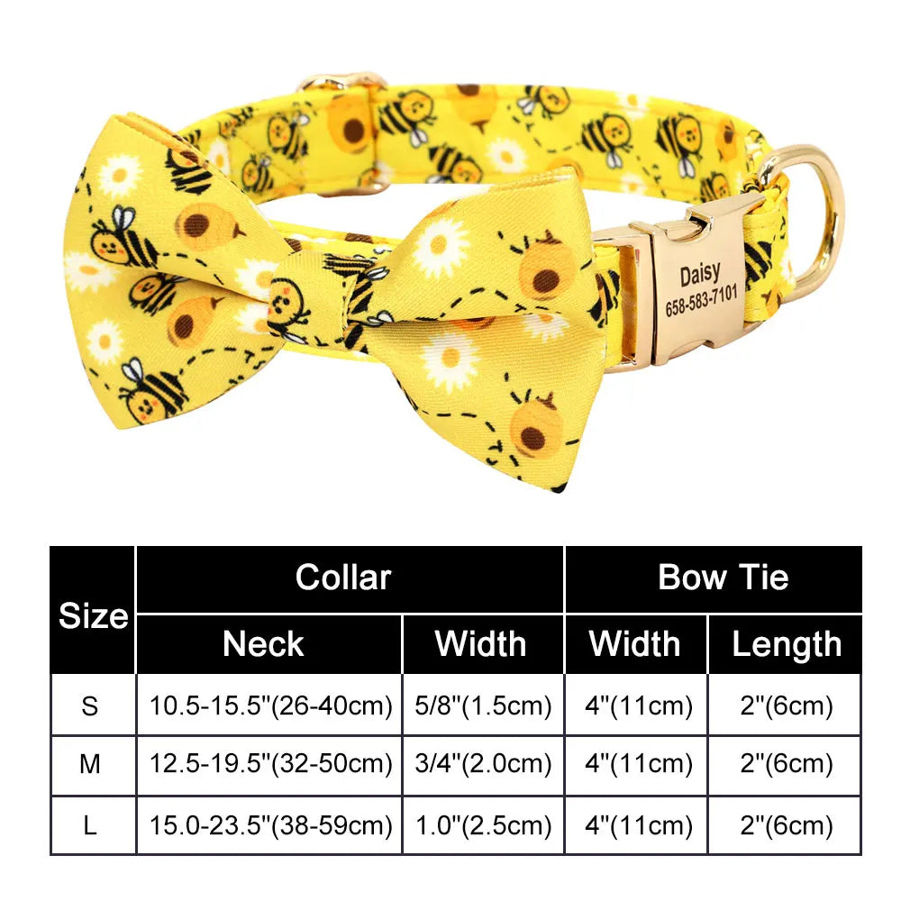 ✨ Personalized Nylon Bowknot Dog Collar – Custom Printed Name Tag for Small & Medium Dogs ✨