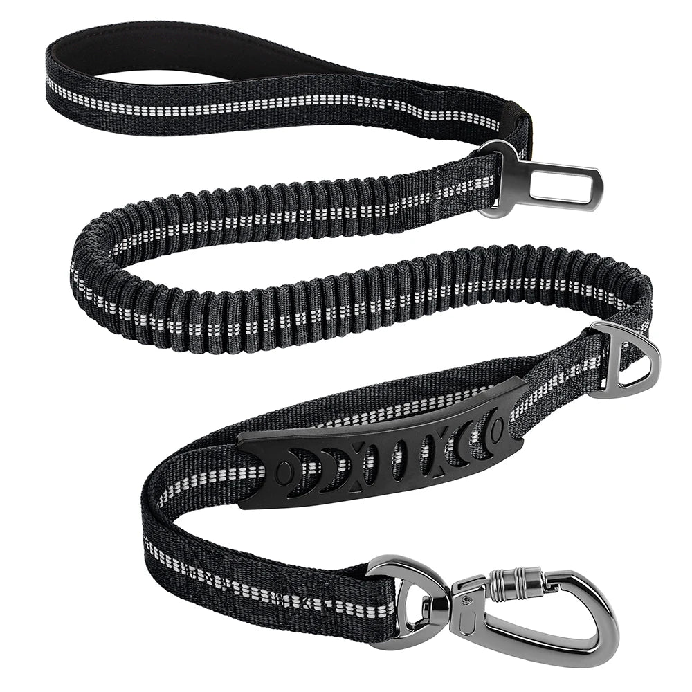 Reflective Dog Leash with Car Seat Belt Clip – Durable Lead for Medium & Large Dogs (Running, Walking, Training)
