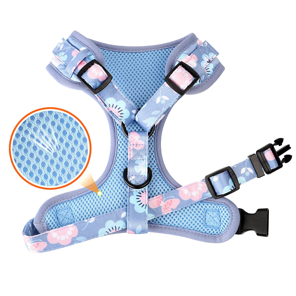 Fashion Printed Dog Harness – Breathable Nylon Mesh Vest for Small, Medium & Large Dogs (French Bulldog, Pug, Chihuahua, Yorkie)