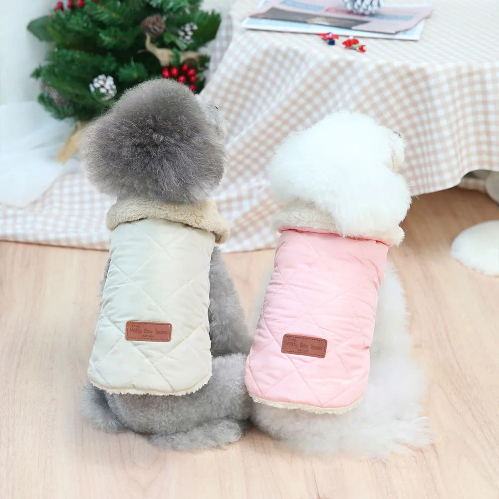 Winter Dog Coat with Fur Collar – Waterproof Warm Jacket for Small & Medium Dogs
