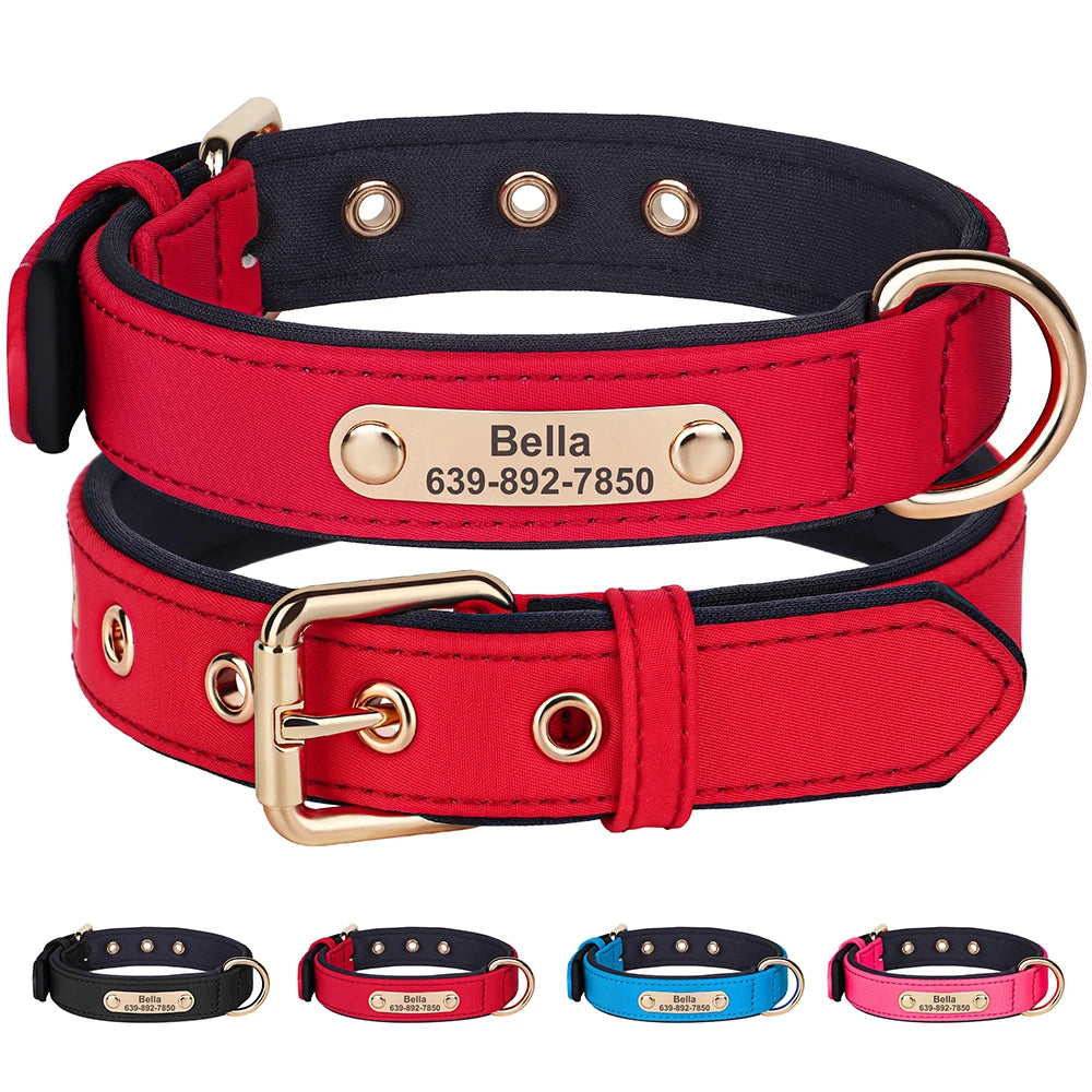 Custom Nylon Dog Collar – Waterproof Personalized Pet Collar with Engraved ID Nameplate for Small & Medium Dogs