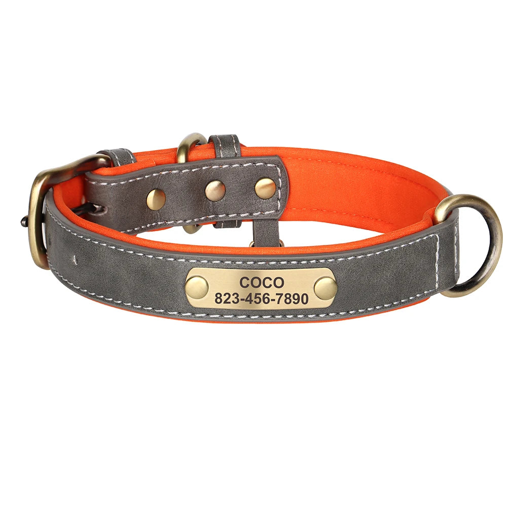 ✨ Personalized Dog Collar & Leash Set – Custom Engraved PU Leather for Small to Large Dogs (Pitbull-Friendly!)