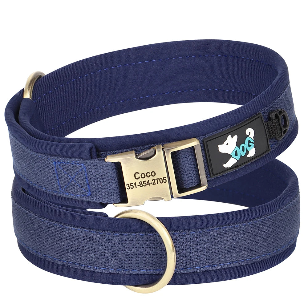 Personalized Nylon Dog Collar – Adjustable Soft Padded Pet ID Collar for Small, Medium & Large Dogs