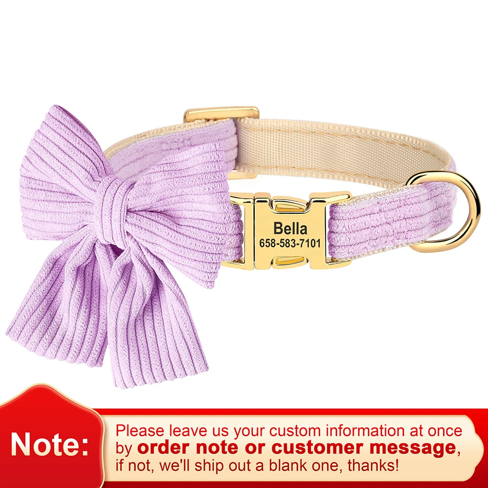 🎀 Personalized Dog Collar with Big Bowtie – Cute, Stylish & Custom Engraved