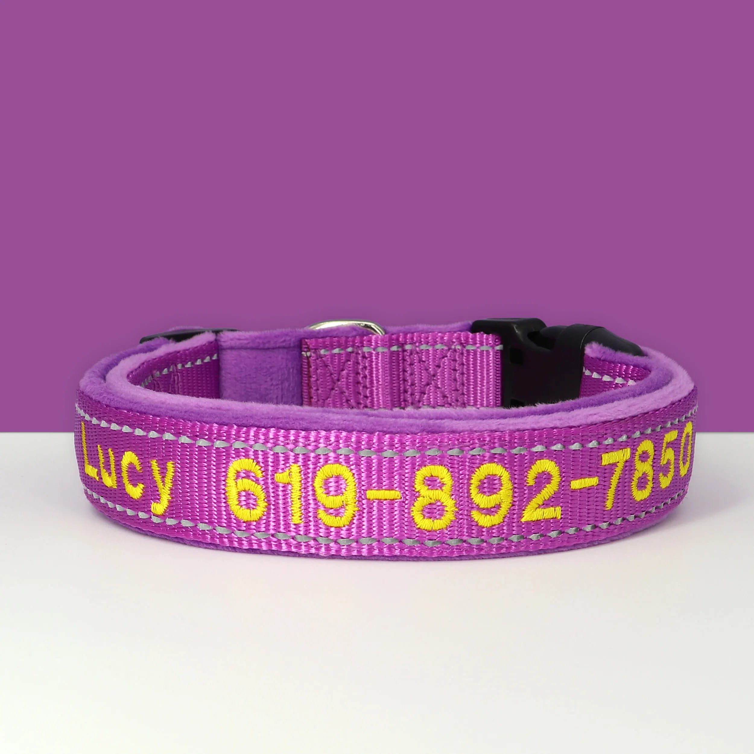 Personalized Embroidered Dog Collar – Reflective Nylon Adjustable ID Collar with Custom Name & Phone Number for Small, Medium & Large Dogs