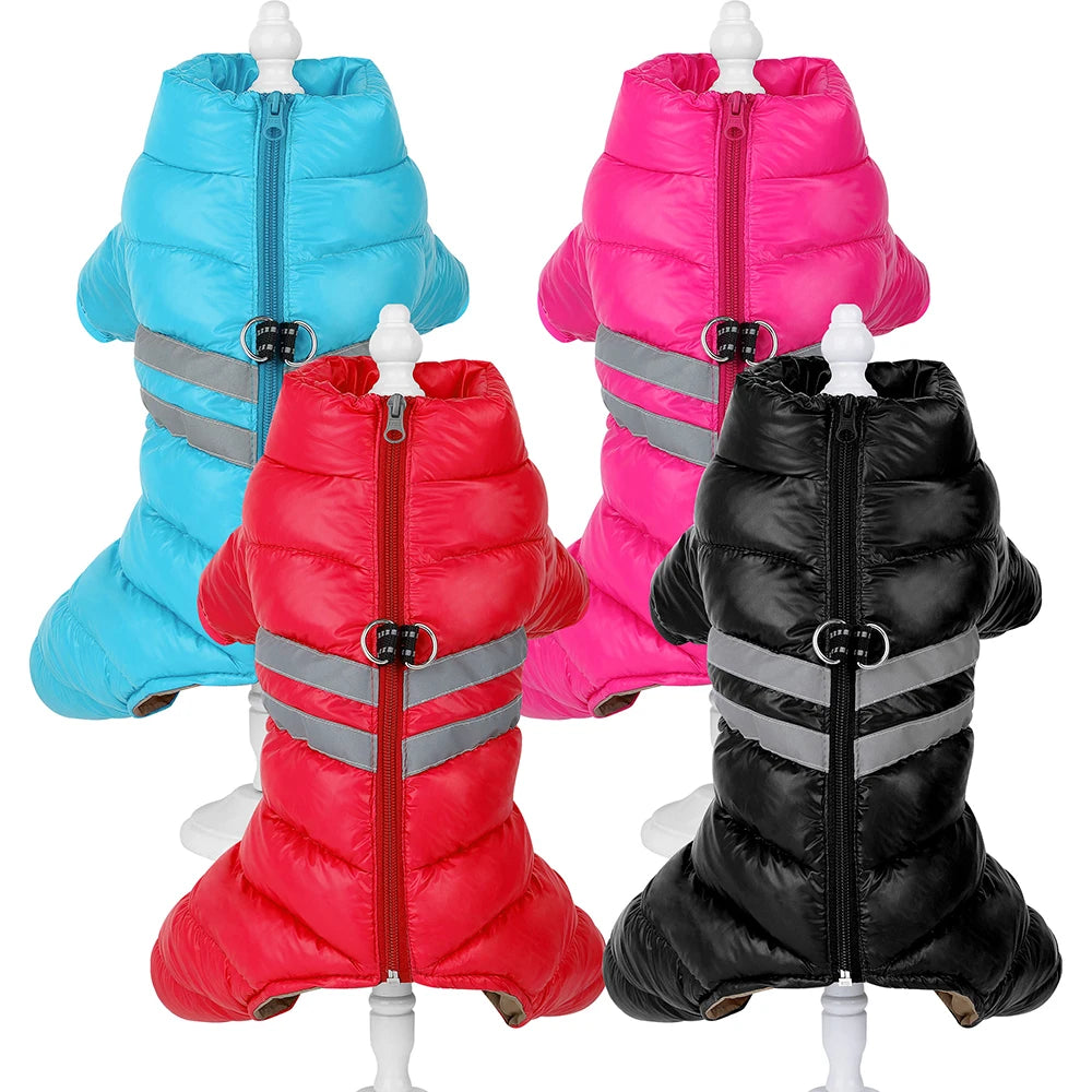 Thick Warm Waterproof Dog Jacket – Winter Coat with Reflective Strips