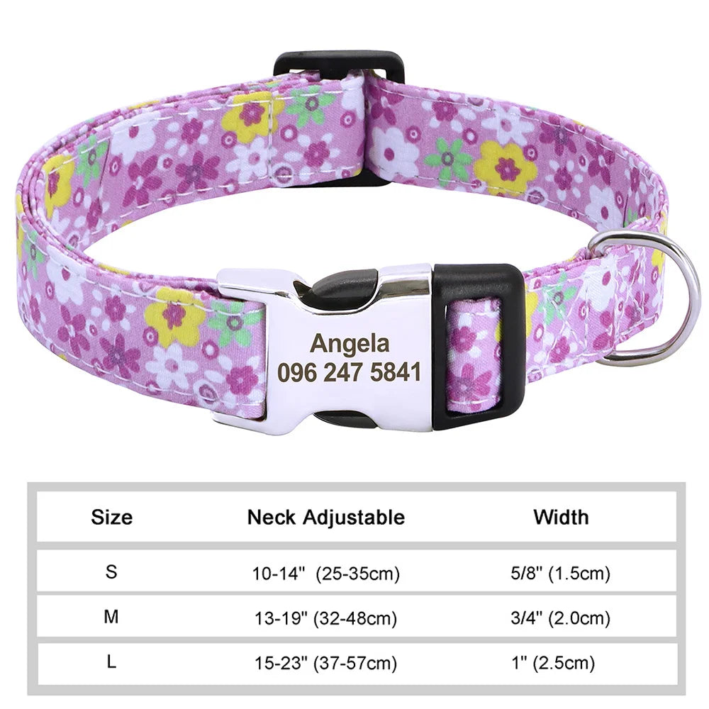 🎨 Personalized Nylon Dog Collar – Free Engraving, Adjustable Fit for Small to Large Dogs