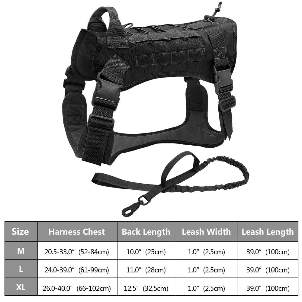 Tactical Dog Harness – No Pull Adjustable Military Training Harness with Handle & Molle System for Medium & Large Dogs