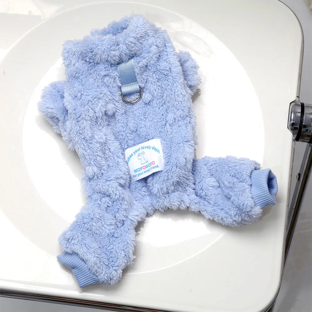 Soft Fleece Dog Jumpsuit – Warm Winter Outfit for Small Dogs & Cats
