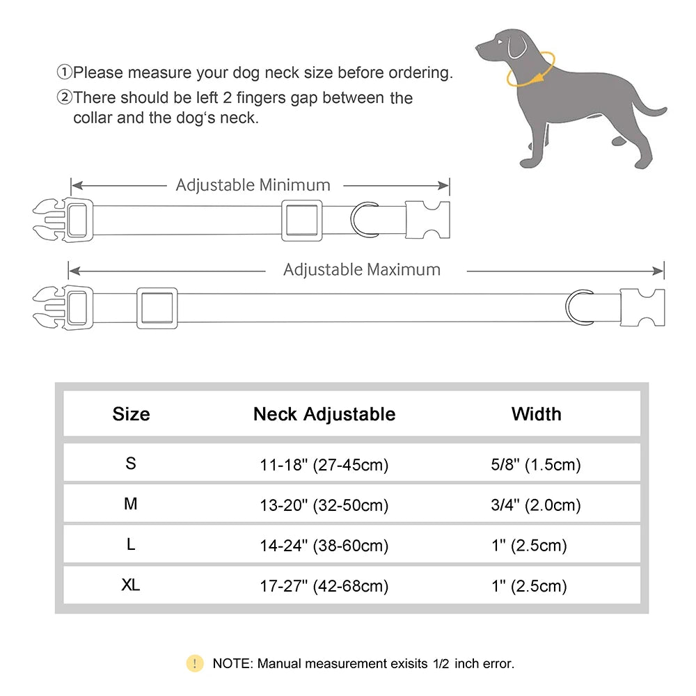 Custom Embroidered Nylon Dog Collar – Personalized Name & Phone Number – Adjustable ID Collar for Small, Medium & Large Dogs