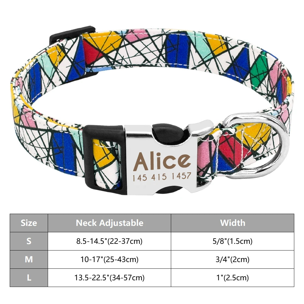 Adjustable Personalized Dog Collar – Custom Engraved Nylon Pet ID Collar | For Small, Medium & Large Dogs