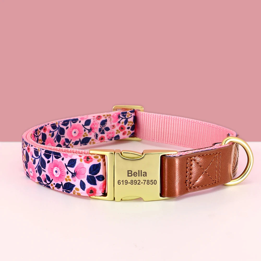 Personalized Dog Collar – Engraved Nylon &amp; PU Leather with Custom ID Tag