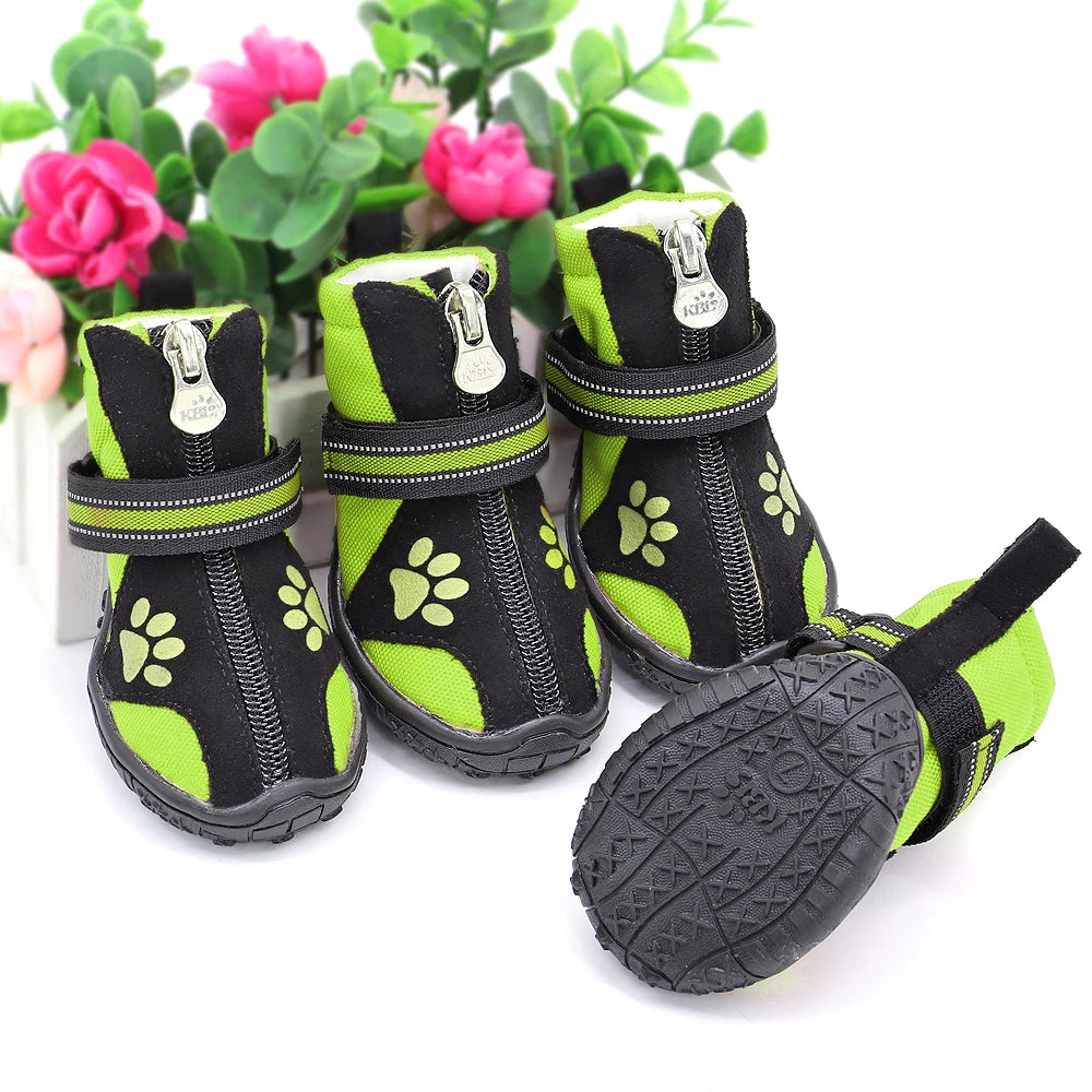 4pcs Pet Dog Shoes – Waterproof Reflective Boots for Medium & Large Dogs