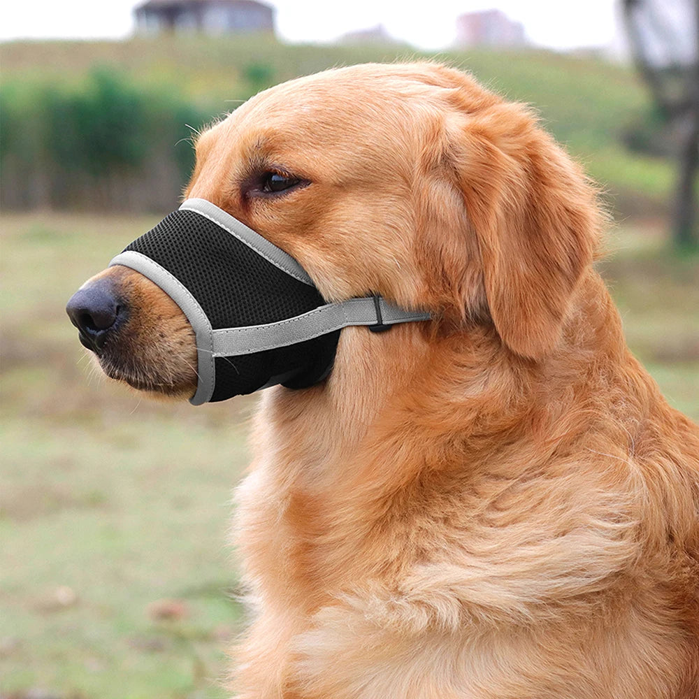 Adjustable Nylon Mesh Dog Muzzle – Soft Breathable Anti-Bark & Chew Training Muzzle for Small, Medium & Large Dogs