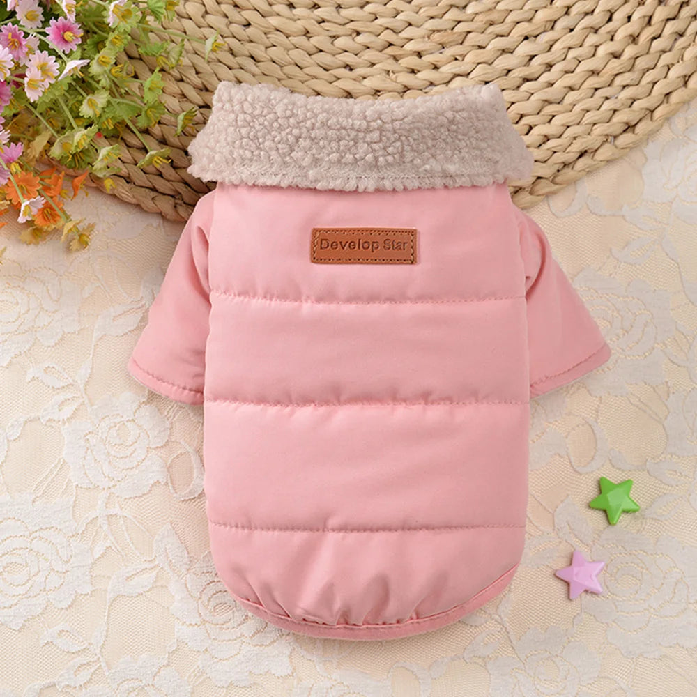 Thick Warm Winter Dog Coat with Fur Collar – Pet Jacket for Chihuahua, Pug, Yorkie, Teddy & More (Small & Medium Dogs, Cats)