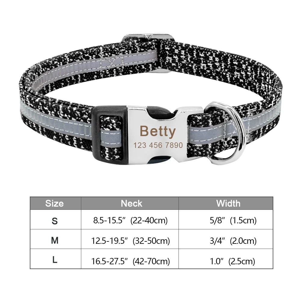 Adjustable Personalized Dog Collar – Custom Engraved Nylon Pet ID Collar | For Small, Medium & Large Dogs
